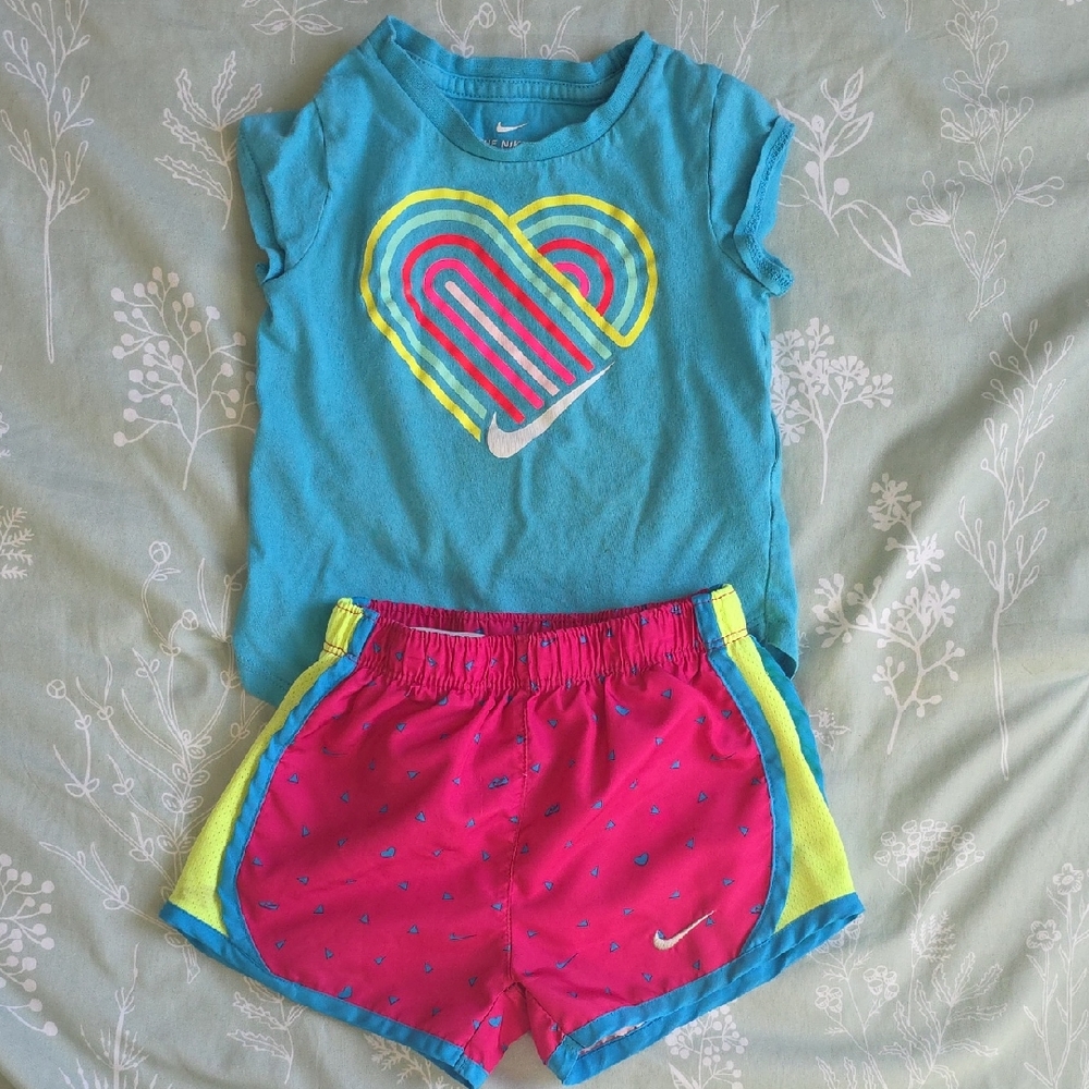 Nike Blue Tee and Pink Shorts Set for Kids